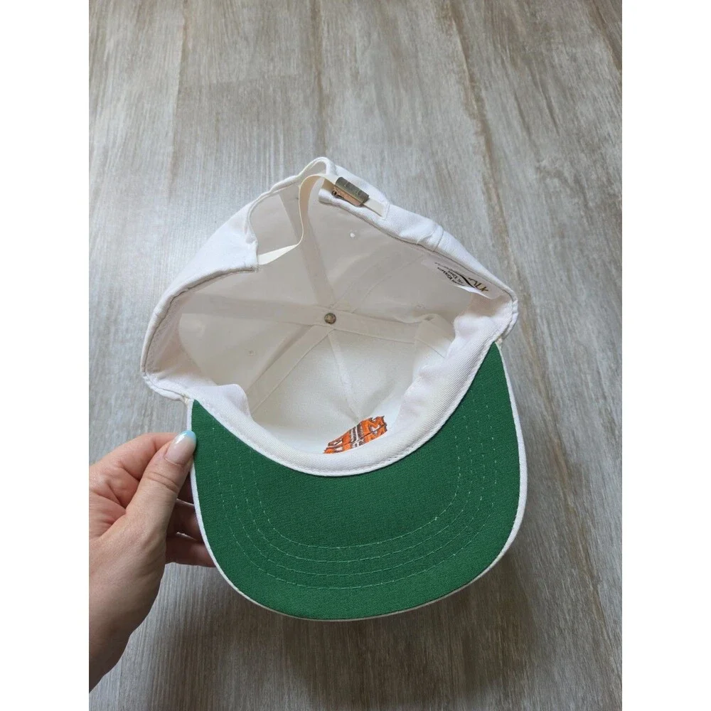 Town Talk Vintage Style White Rope Snapback Hat Orange Brown Embroidered Logo